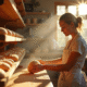 Boulangère confiante dans une boulangerie artisanale