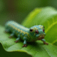 Chenille de sphinx sur une feuille verte en gros plan
