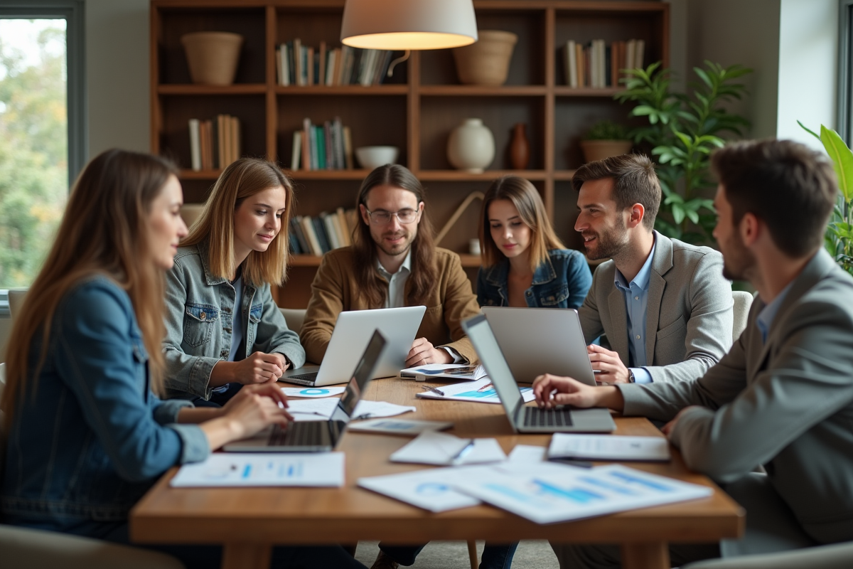Groupe divers en réunion informelle autour d