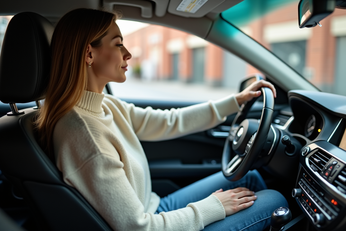Jeune femme au volant d