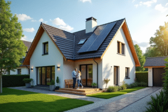 Maison familiale renovée avec isolation solaire et verdure